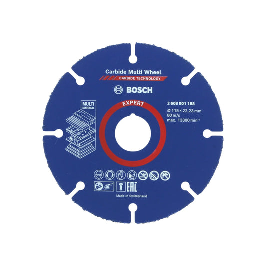 Disco de corte Bosch Carbide Multi Wheel Expert azul 115mm para múltiples materiales de tecnología carburo
