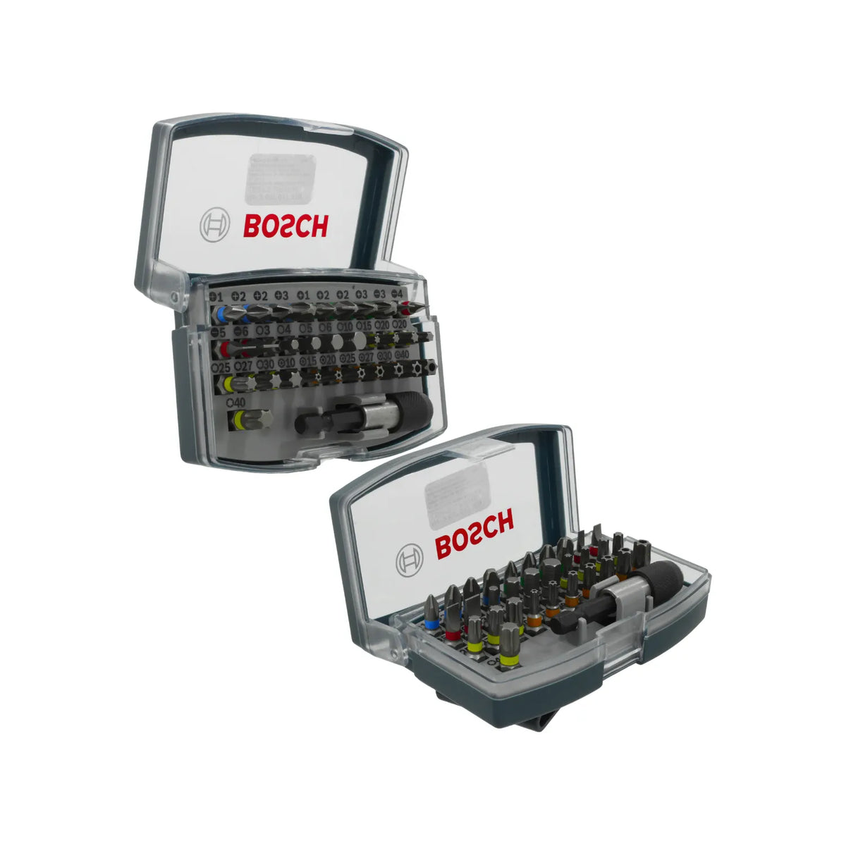 Juego de puntas Bosch para atornillar con extensor magnético en estuche de plástico compacto 32 piezas.