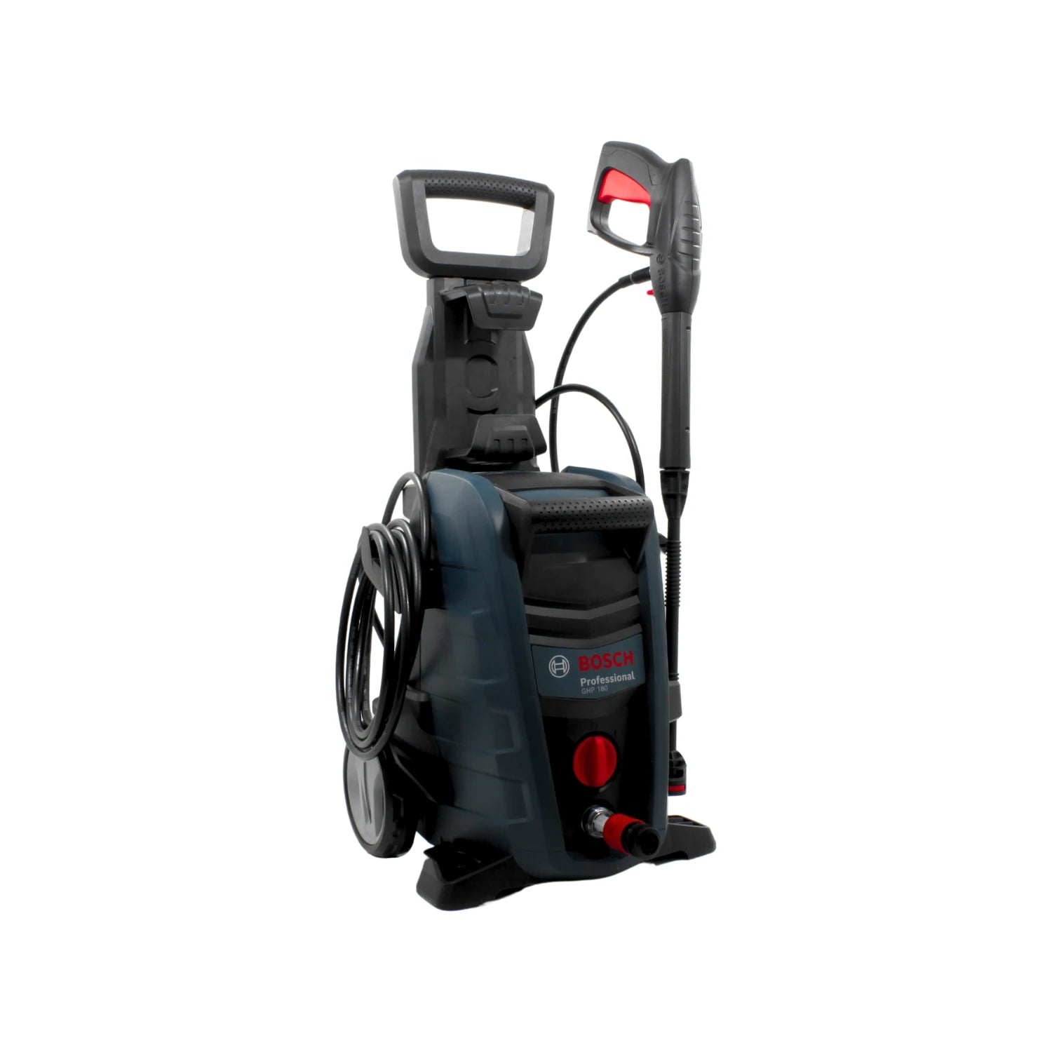 Hidrolavadora de alta presión Bosch GHP 180 profesional azul oscuro, con ruedas y pistola
