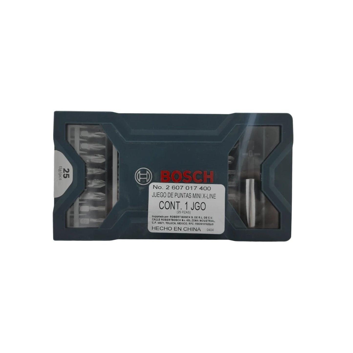 Juego de puntas Bosch Mini X-Line 25 piezas para atornillador con estuche protector azul oscuro