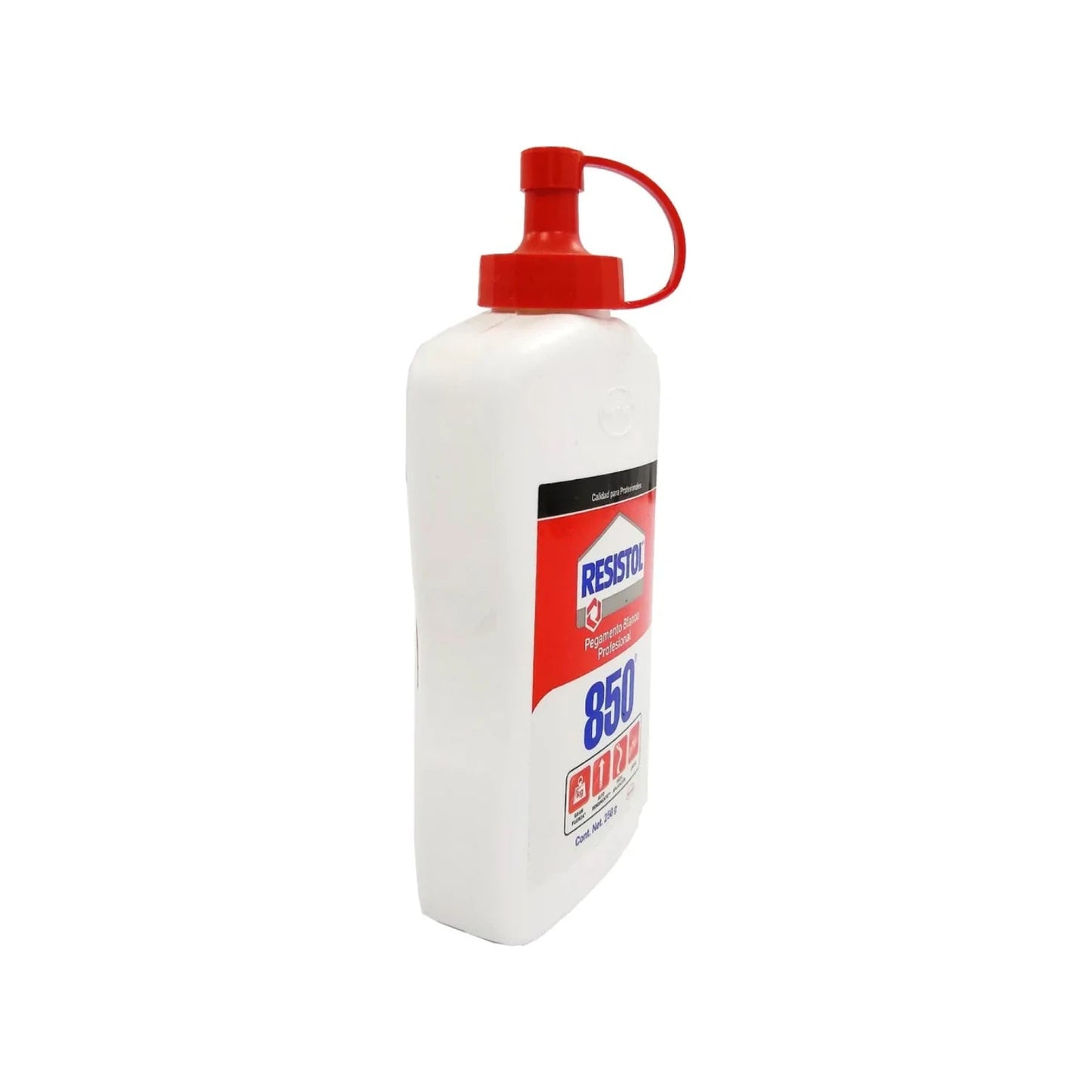 Pegamento blanco líquido Resistol 850, adhesivo profesional 250g para madera y papel, botella ergonómica con tapa roja
