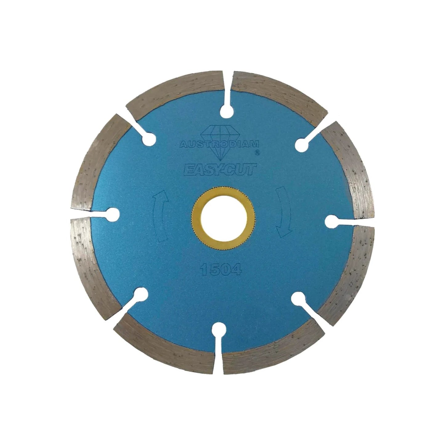 Disco diamantado segmentado Austrodiam Easy Cut 1504 azul para corte de azulejos, cerámica y concreto.