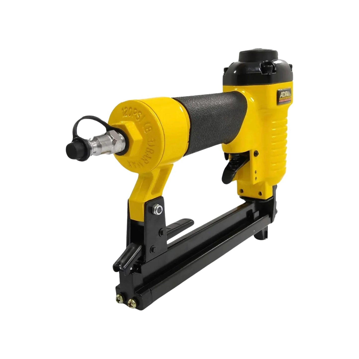 Engrapadora neumática Adir amarilla y negra 120 PSI para grapas 3/8 a 1 pulgada, herramienta profesional