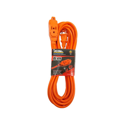 Extensión eléctrica Adir naranja uso rudo de 6m, 12 AWG, 13A, 125V.
