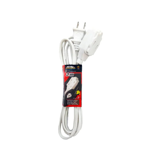 Extensión eléctrica Adir blanca de 2 metros, cable alargador para electrodomésticos.