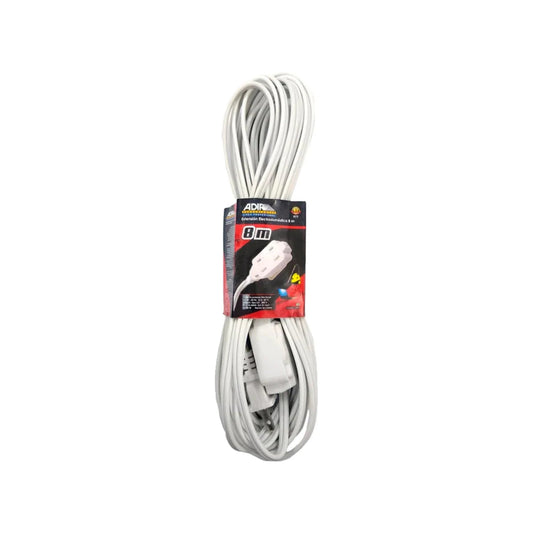 Extensión eléctrica Adir blanca 8 metros, cable enrollado para electrodomésticos y hogar