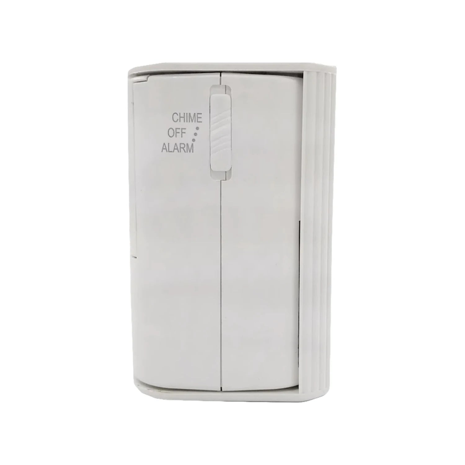 Sensor de movimiento para pared color blanco, con selector de alarma, modo chime y apagado.