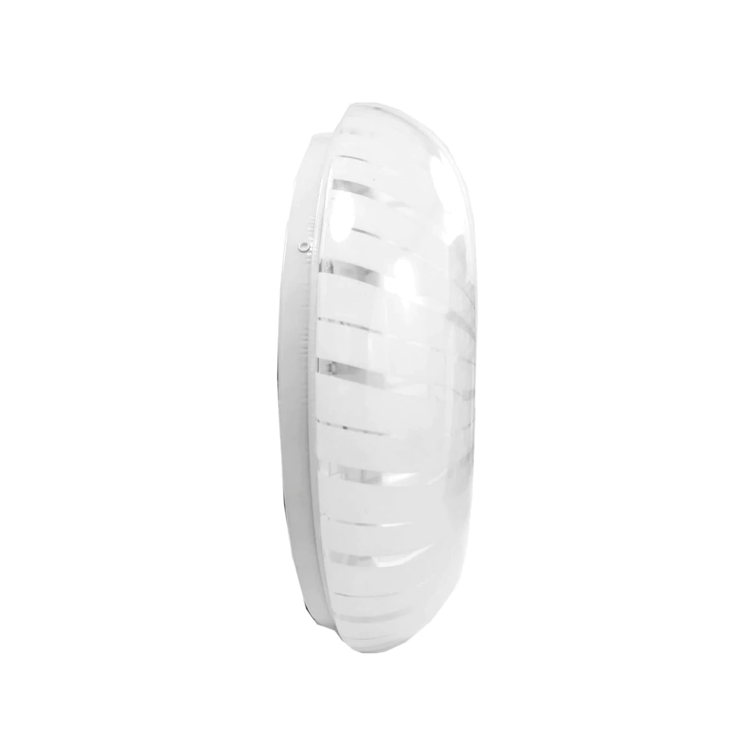 Lámpara plafón LED redonda blanca 24W de sobreponer con difusor transparente estriado vista de perfil