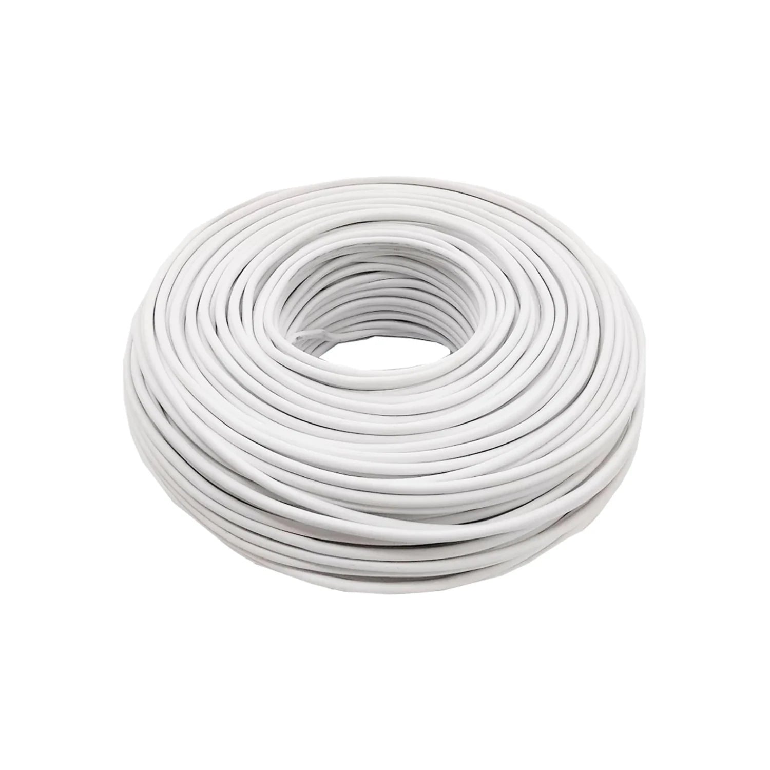 Cable eléctrico blanco en bobina, calibre 12, para instalaciones eléctricas residenciales y comerciales.
