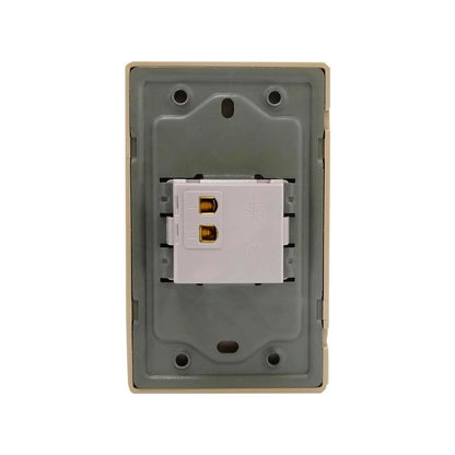 Módulo de enchufe eléctrico 10A 250V vista trasera, para instalación en placa pared color beige