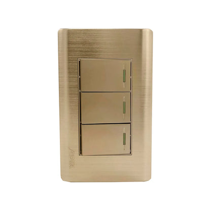 Placa 3 apagadores rose gold Adir 4627 florence