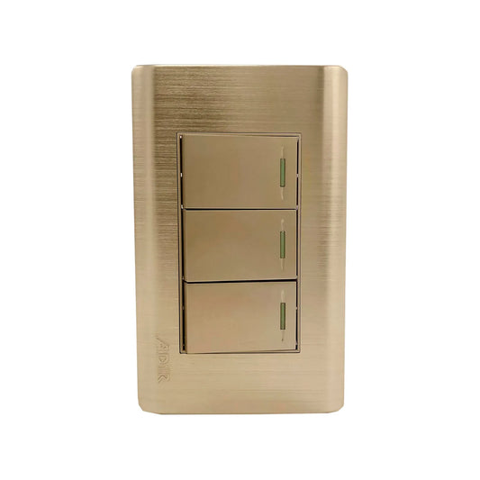 Placa 3 apagadores rose gold Adir 4627 florence