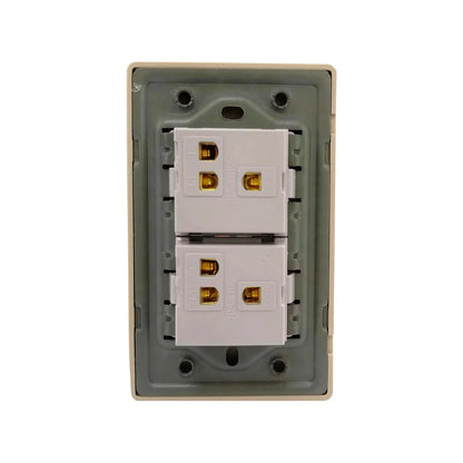 Placa tomacorriente doble modular 10A 110V color beige para instalaciones eléctricas