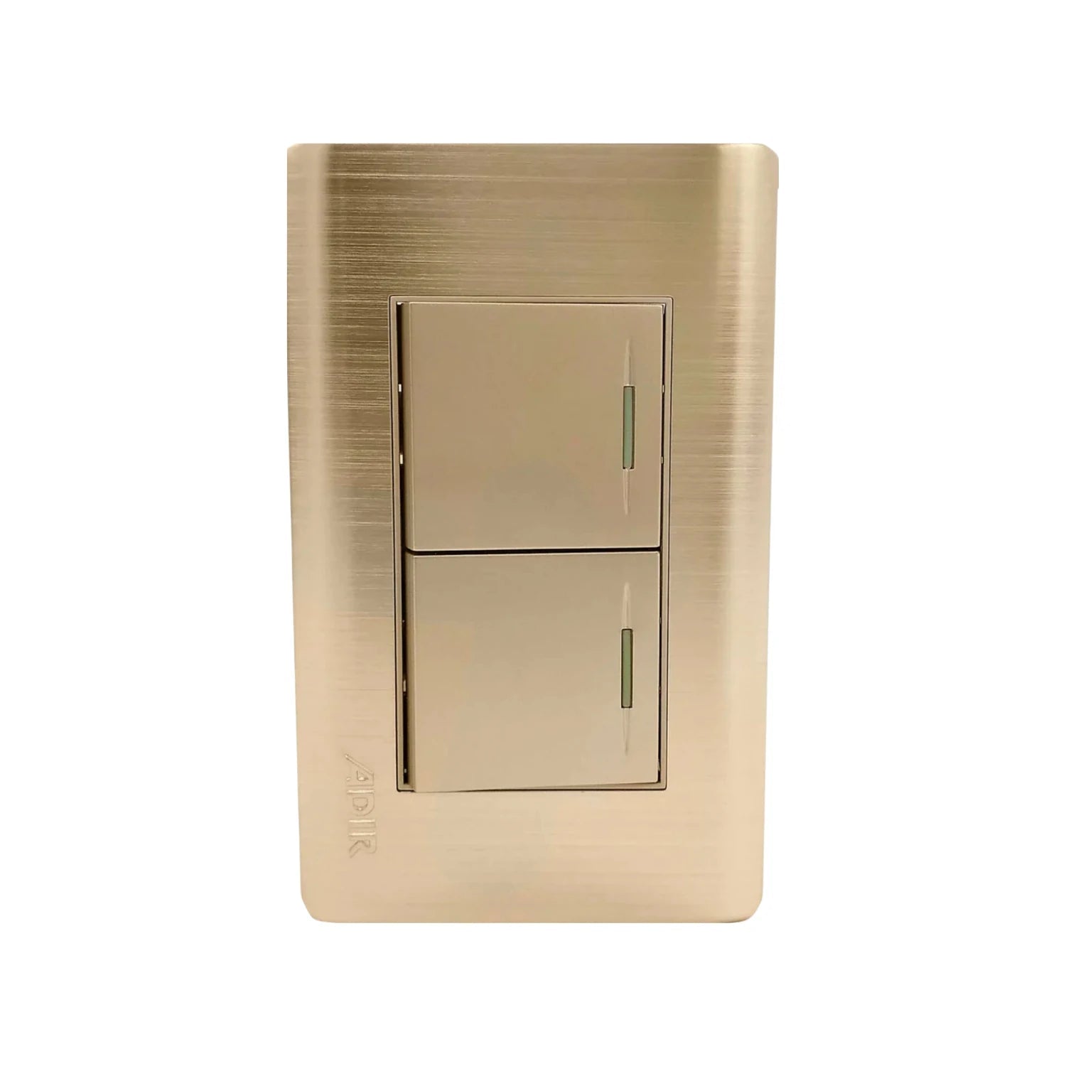 Placa Adir con 2 apagadores dobles, interruptor de luz eléctrico dorado cepillado con indicadores para pared