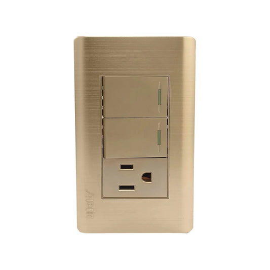 Placa 2 apagadores/1 contacto rose gold Adir 4638 florence