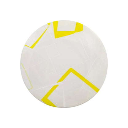 Plafón LED 18W redondo de sobreponer, diseño moderno con patrón geométrico blanco y amarillo