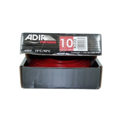 Cable eléctrico Adir Premium #10 rojo THW 600V 100m para instalaciones eléctricas residenciales y comerciales