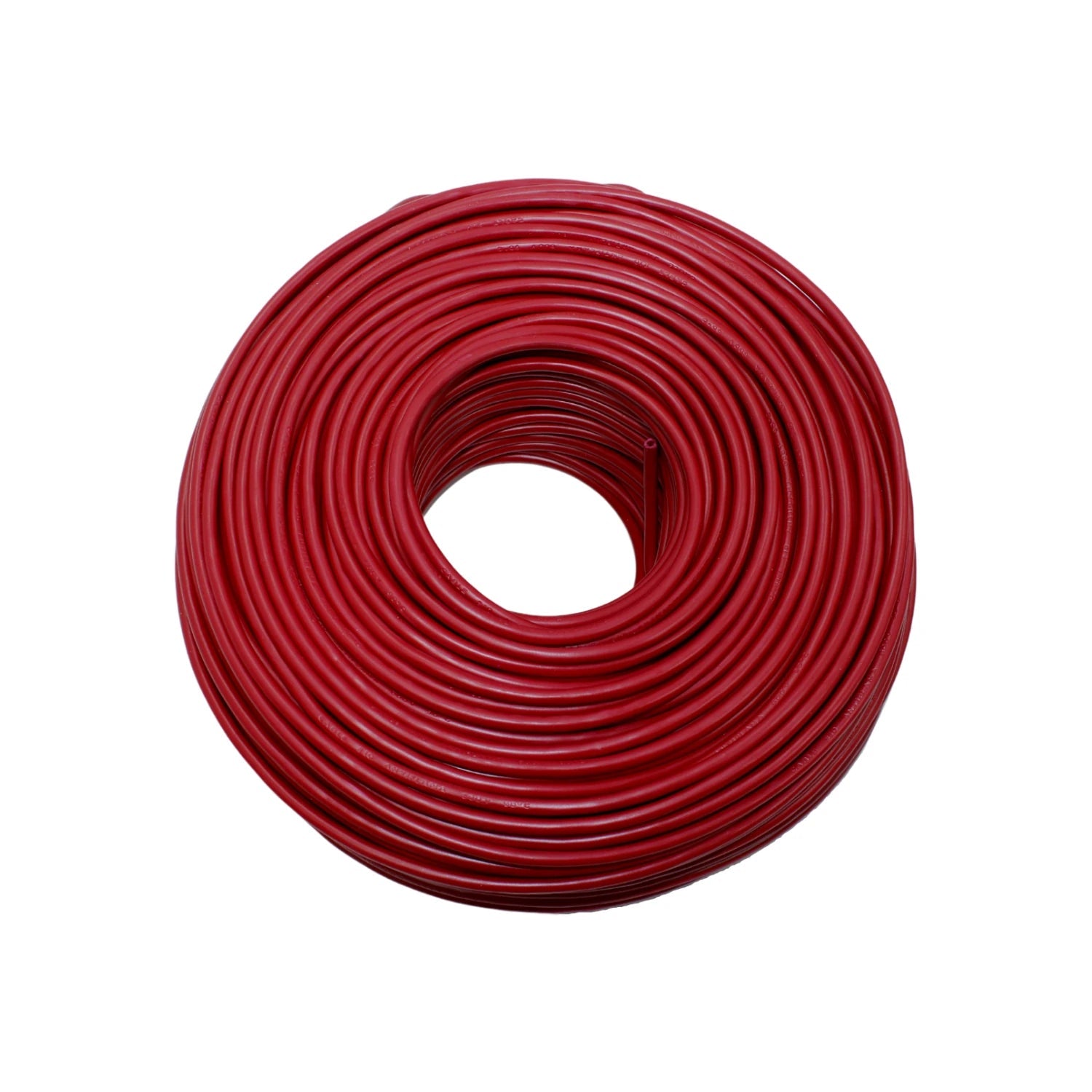 Cable eléctrico rojo calibre 10 en rollo de 100 metros para instalaciones eléctricas domésticas.