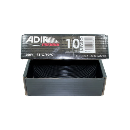 Cable #10 negro 100 m Adir premium 10205