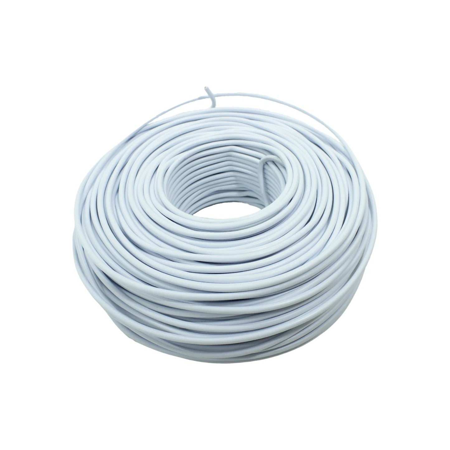 Rollo de cable eléctrico blanco, ideal para instalaciones residenciales y proyectos de cableado