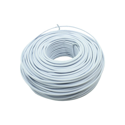 Rollo de cable eléctrico blanco, ideal para instalaciones residenciales y proyectos de cableado