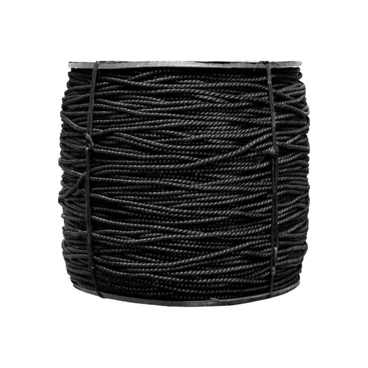 Cuerda negra retorcida de polipropileno 3/16" (4mm) en carrete para ferretería