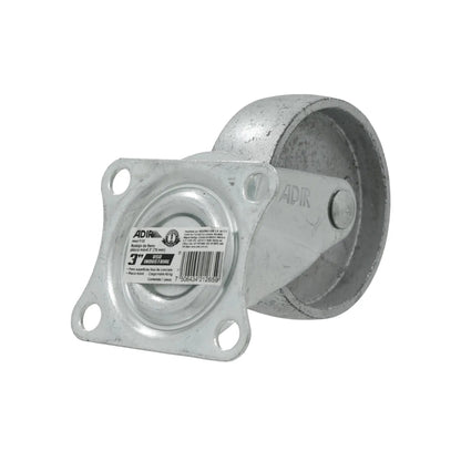 Rodaja giratoria industrial ADIR 3" (75mm) de hierro con placa móvil, capacidad 45kg