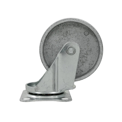 Rodaja giratoria industrial 3 pulgadas, rueda de metal gris, base de montaje de acero zincado para carros y equipos