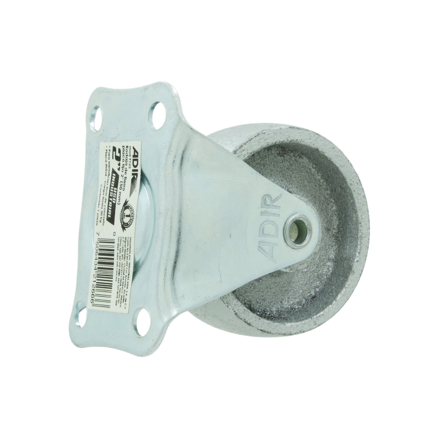 Rodaja ADIR de fierro con placa fija 2 pulgadas (50mm) para uso industrial