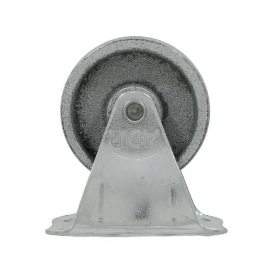 Rodaja Adir fija con placa de metal galvanizado, rueda gris de hierro fundido para carros