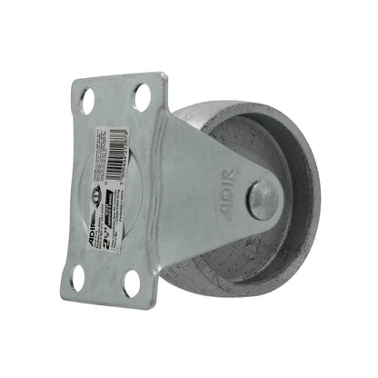 Rodaja Adir 9124 placa fija de acero 2.5" (63mm) para uso industrial, capacidad 35kg, acabado galvanizado