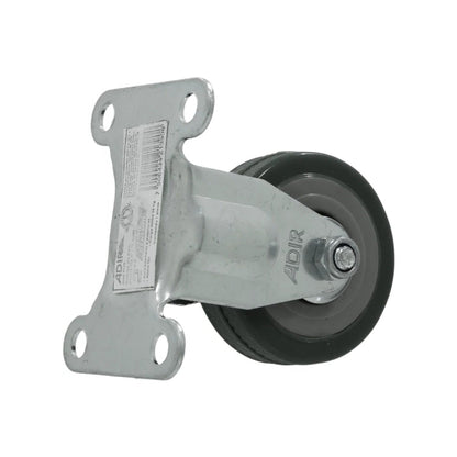 Rodaja Adir placa fija 2" con rueda de goma gris y soporte de acero para muebles y carros