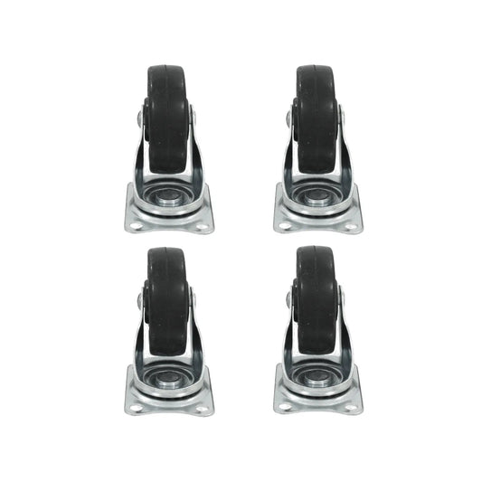 Juego de 4 rodajas giratorias de 3 pulgadas, rueda de caucho negro, base de metal resistente para carros y muebles.