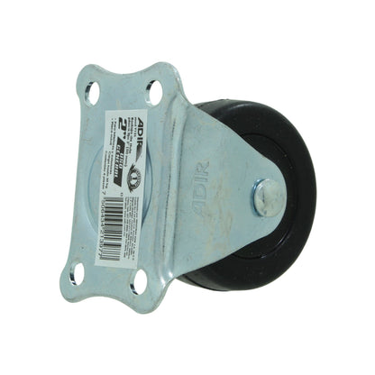 Rodaja Adir placa fija de hule negro 2 pulgadas (50mm), 30kg de carga, uso general
