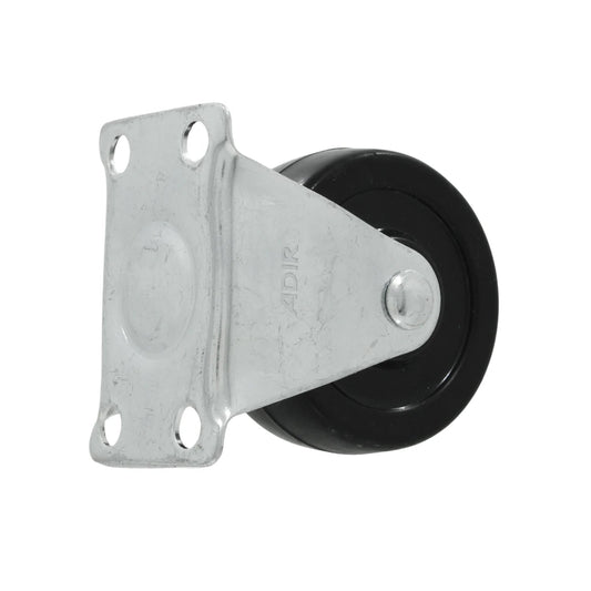 Rueda fija de metal Adir con placa de montaje y rueda negra para usos industriales o mobiliario