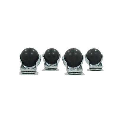 Rodajas de esfera giratorias de 1 1/2 pulgada, negras, 4 piezas con base metálica para muebles.