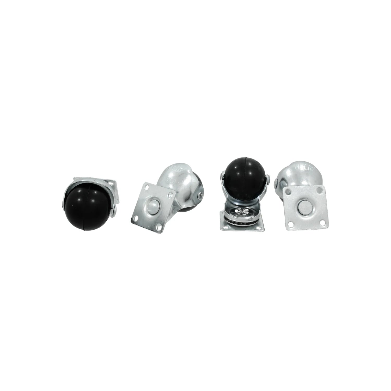 4 rodajas de esfera giratorias Adir con balín negro para muebles o equipos ligeros