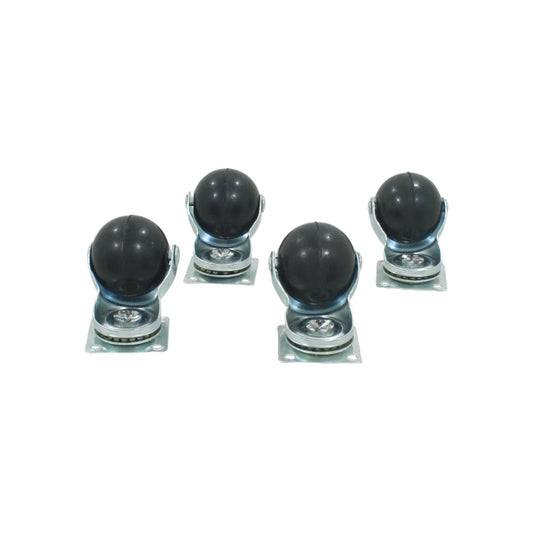 Juego de 4 rodajas de esfera giratorias negras de 1 1/2 pulgadas, con base de montaje metálica para muebles.