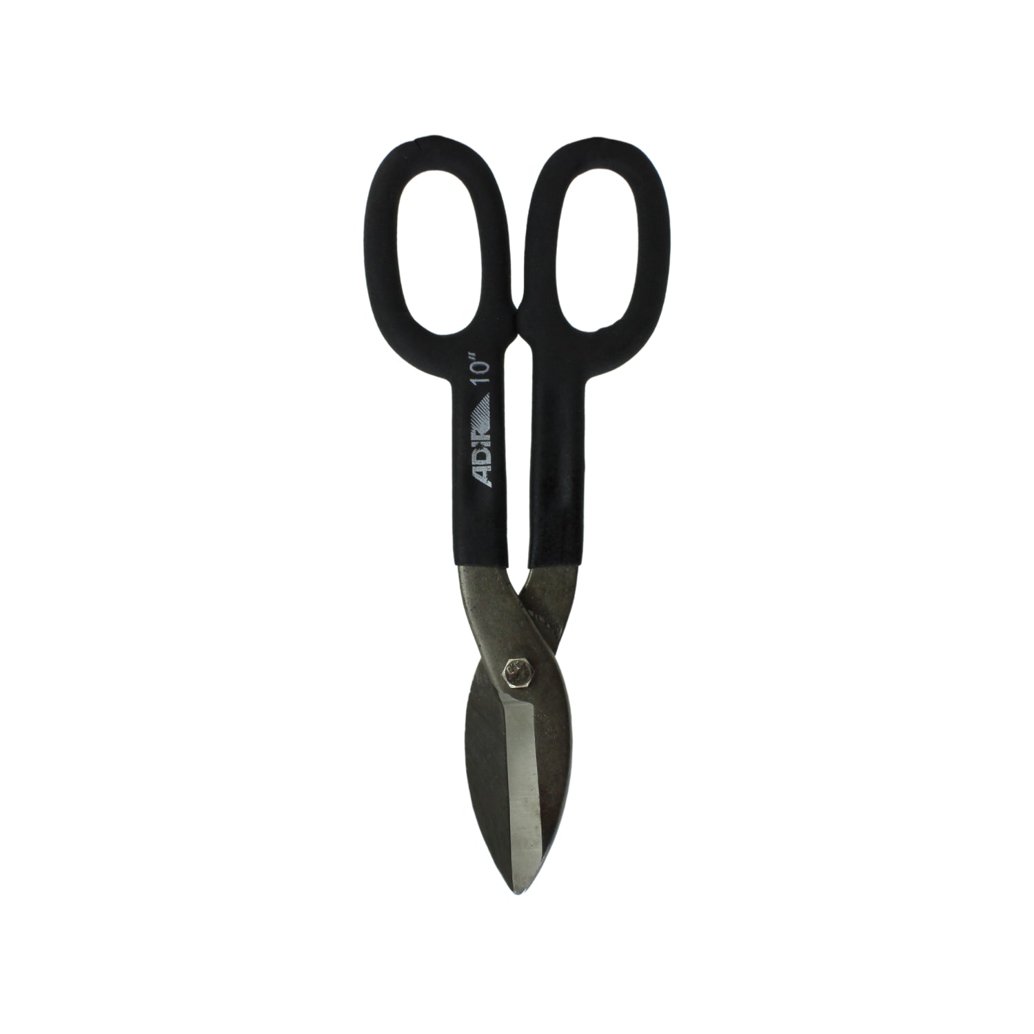 Tijera para hojalatero Adir 10 pulgadas, mangos negros, para corte de lámina y metal, herramienta manual.