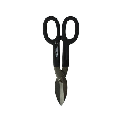 Tijera para hojalatero Adir 10 pulgadas, mangos negros, para corte de lámina y metal, herramienta manual.