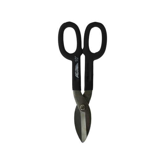 Tijera para hojalatero Adir 10 pulgadas, mangos negros, para corte de lámina y metal, herramienta manual.