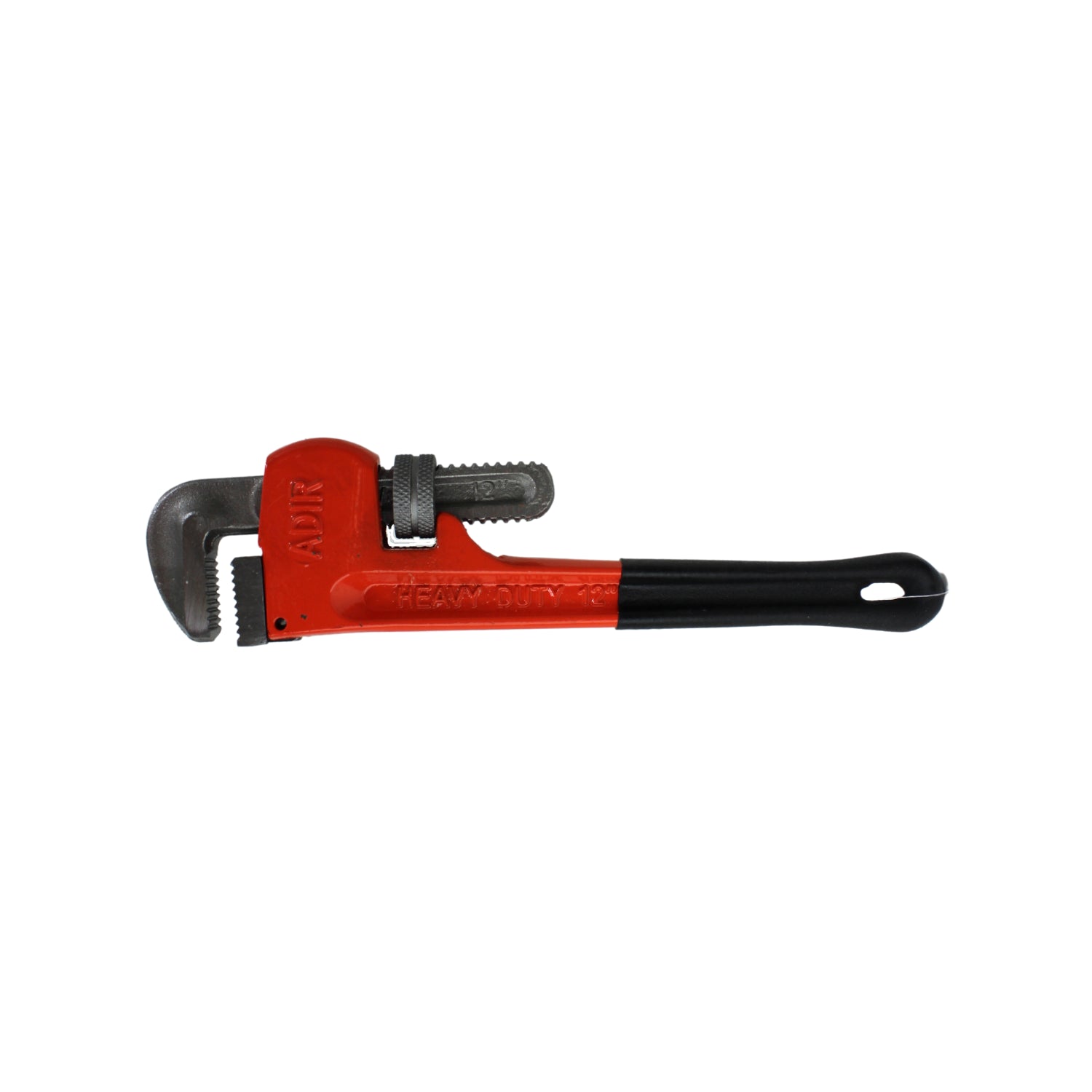 Llave Stilson Adir 12 pulgadas heavy duty, roja y negra, para trabajos de fontanería profesional.