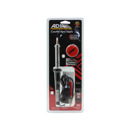 Cautín tipo lápiz Adir 576-I 30W para soldadura electrónica, reparaciones y trabajos escolares