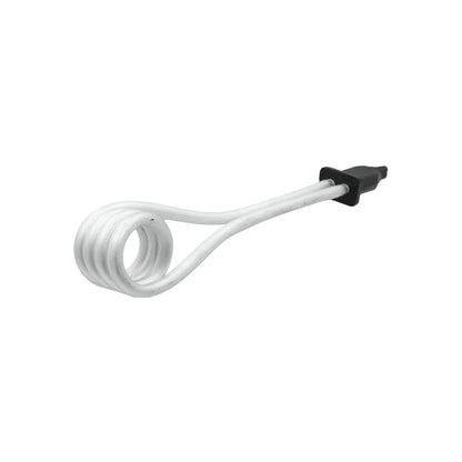 Calentador eléctrico de inmersión en espiral blanca para calentar agua y líquidos de forma rápida y portátil