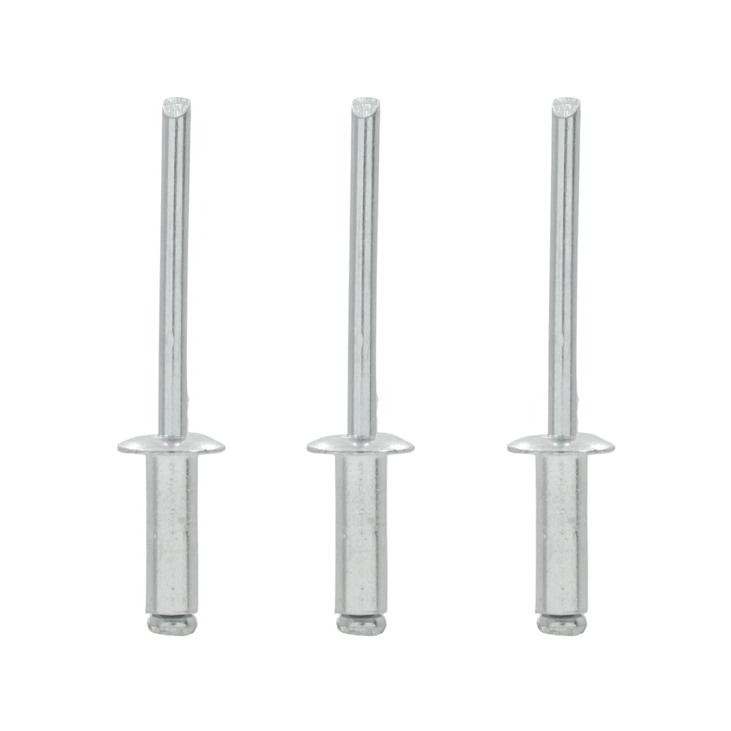 Remaches ciegos de aluminio 3/16" x 3/8", acabado metálico plateado para fijaciones seguras