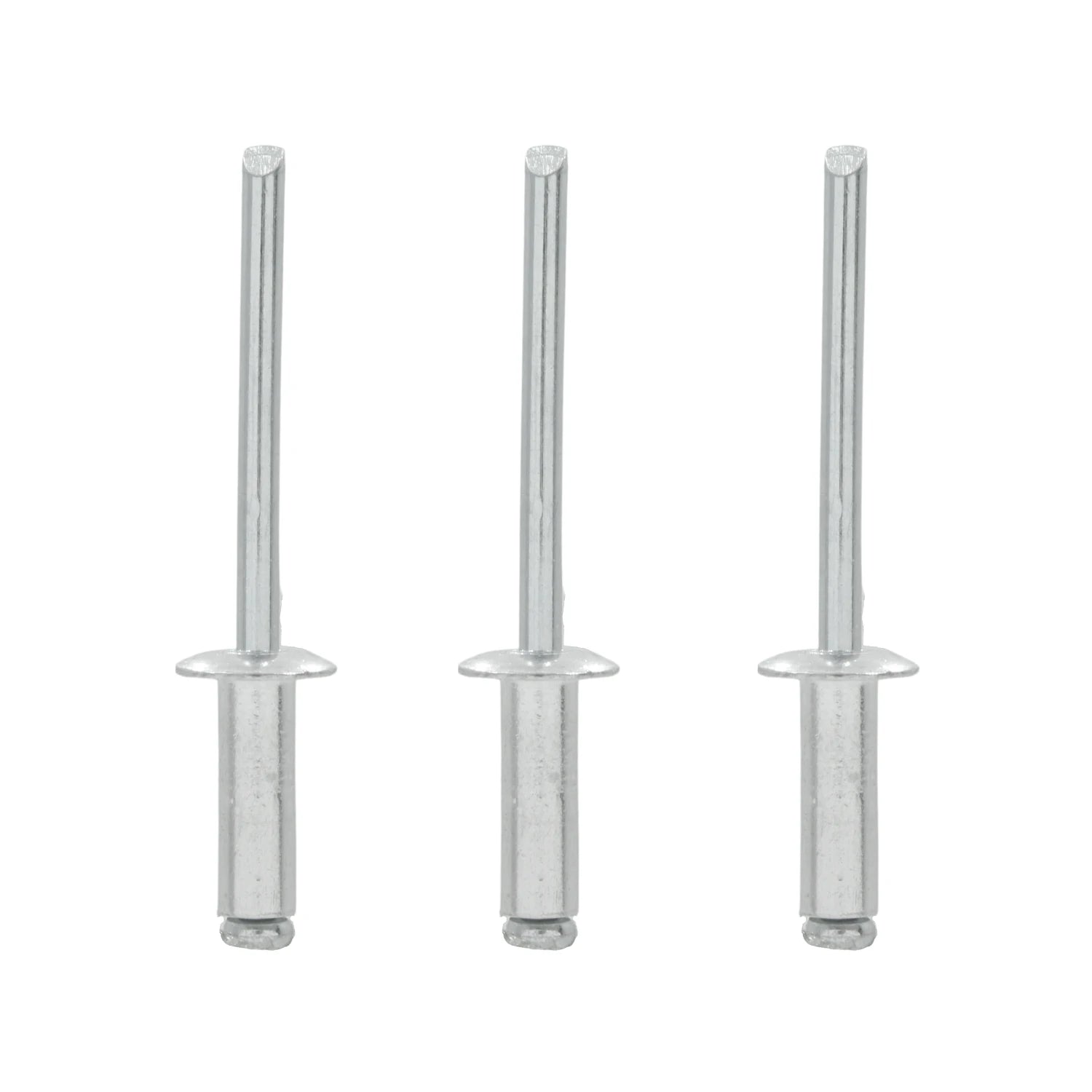 Remaches ciegos de aluminio 3/16" x 3/8", acabado metálico plateado para fijaciones seguras