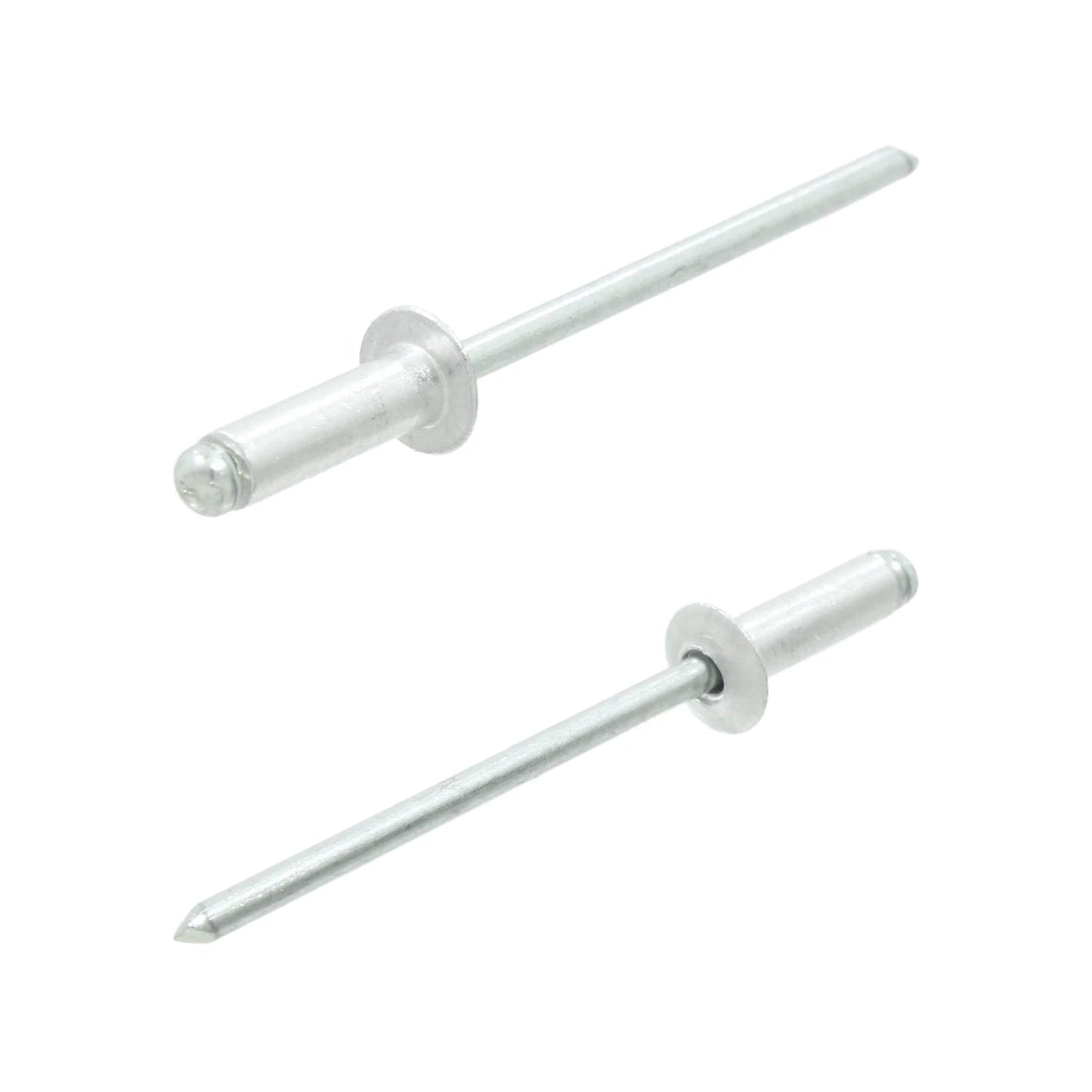 Remache ciego de aluminio 1/8" (6mm) para unión de piezas, acabado plateado