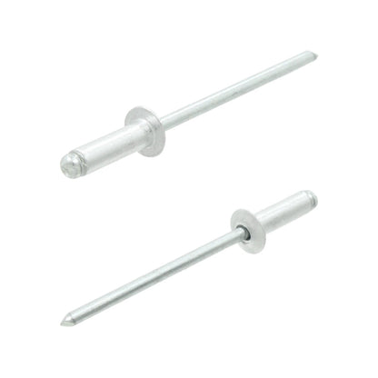 Remache ciego de aluminio 1/8" (6mm) para unión de piezas, acabado plateado