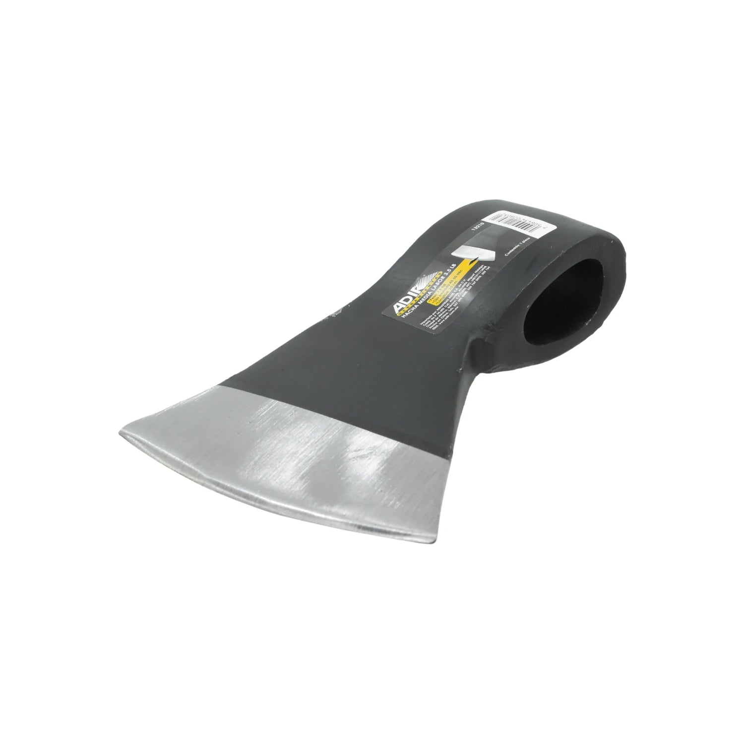 Cabeza de hacha Adir 3.5 lb negra sin mango, filo plateado para labor media.