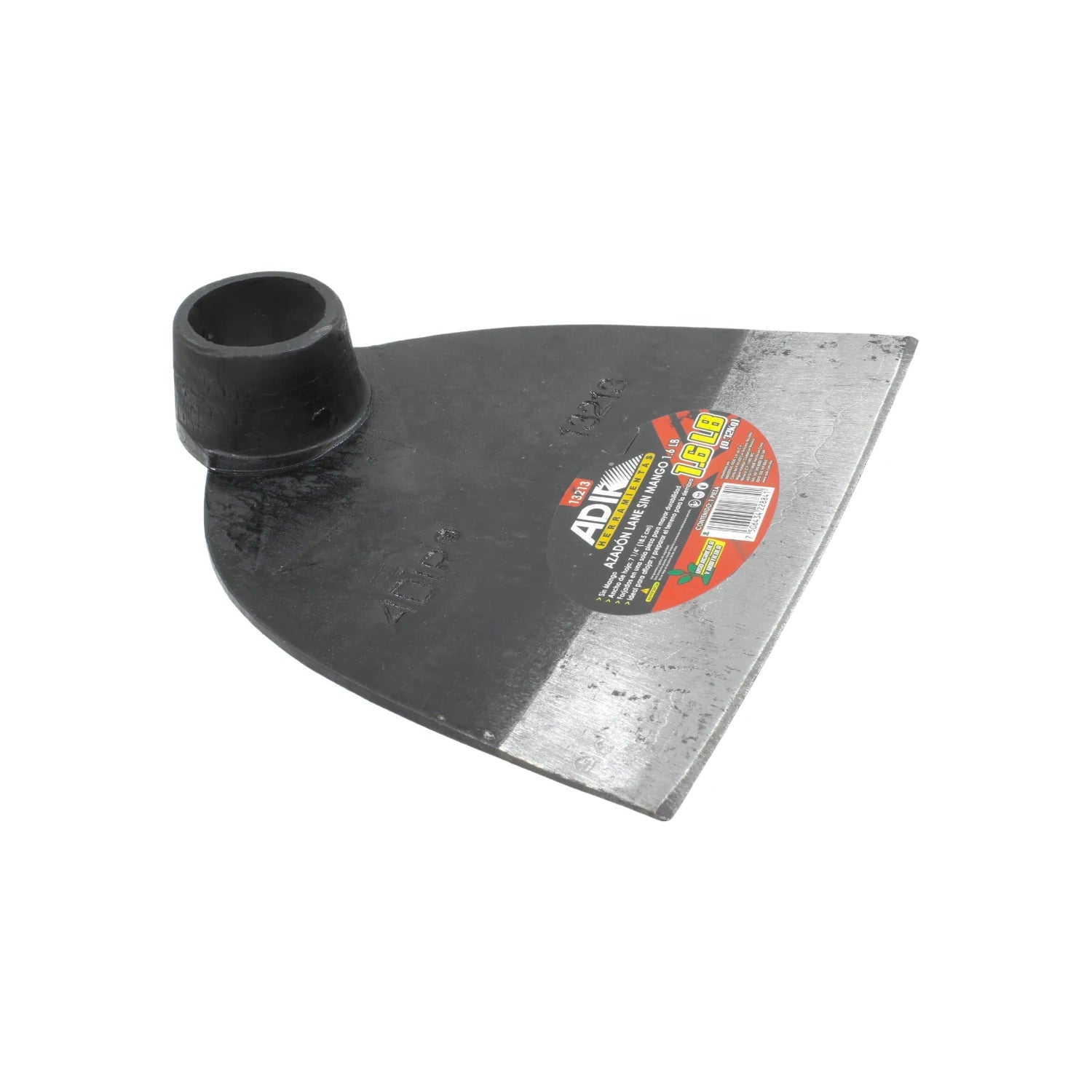 Azadón Adir tipo lane sin mango, hoja de acero negra y filo plateado, peso 1.6 lb para jardinería
